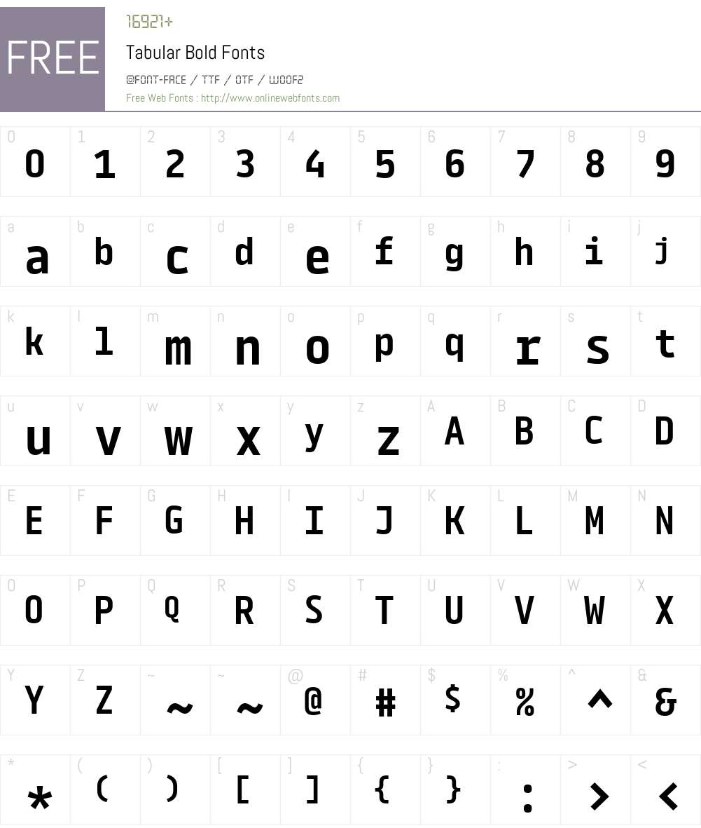Tabular-Bold Font Screenshots
