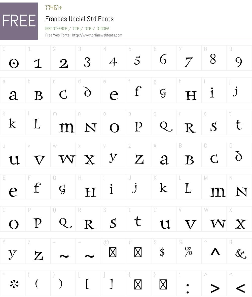 Frances Uncial Std Font Screenshots