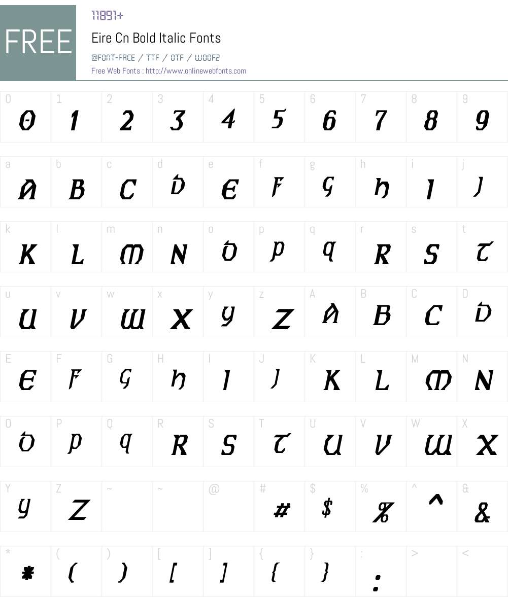 Eire Cn BI Font Screenshots
