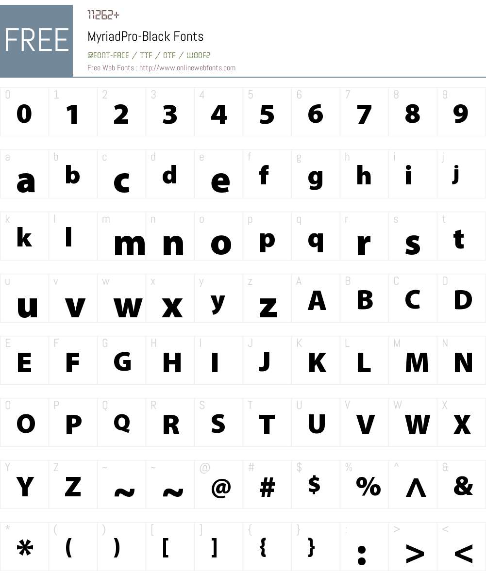Myriad Pro Black Font Screenshots