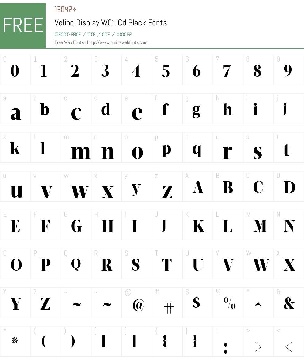 VelinoDisplayW01-CdBlack Font Screenshots