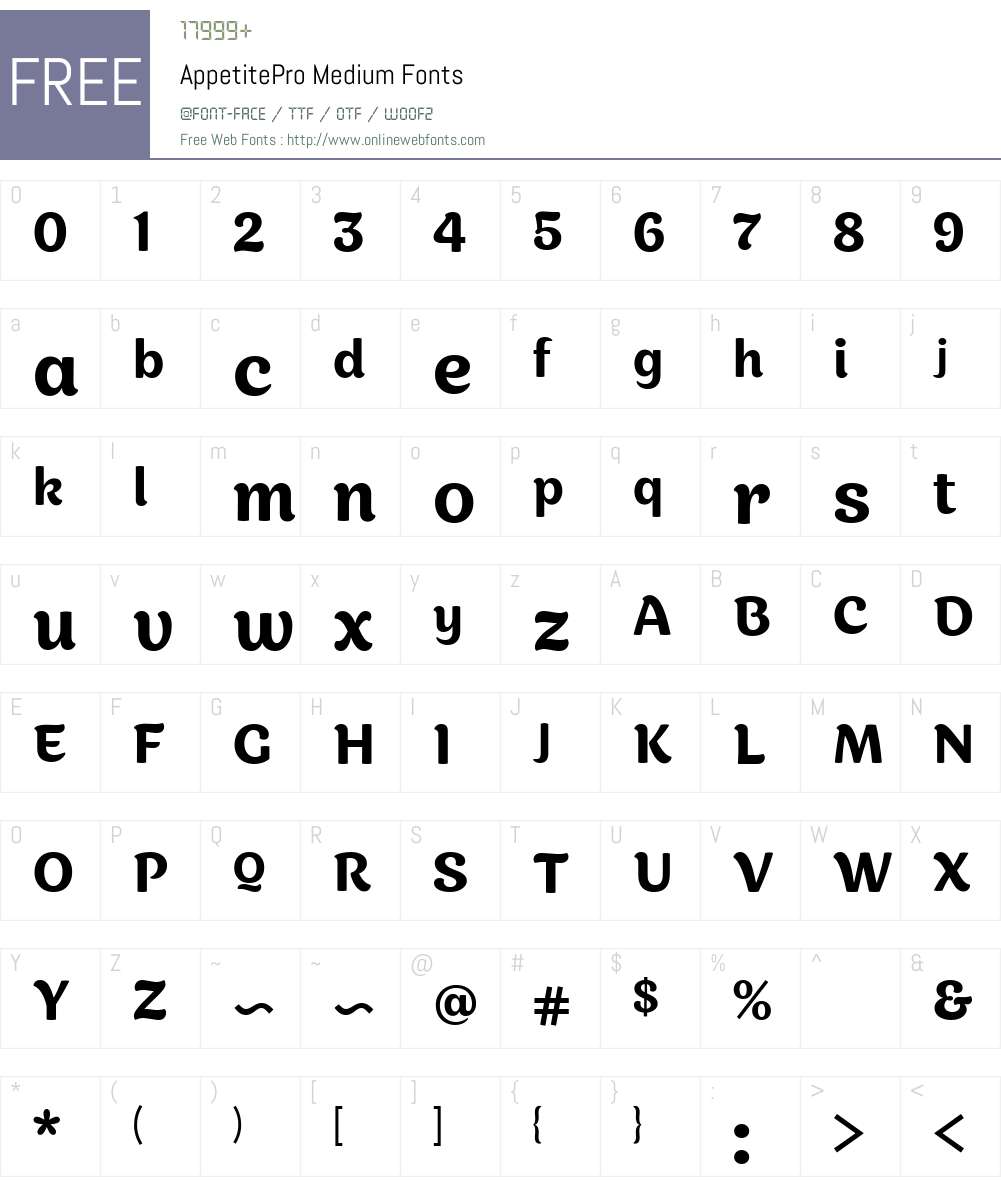 AppetitePro-Medium Font Screenshots