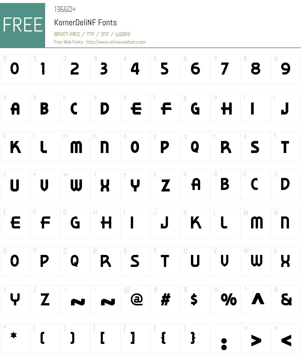 Korner Deli NF Font Screenshots
