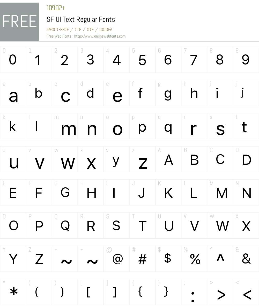 SF UI Text Font Screenshots