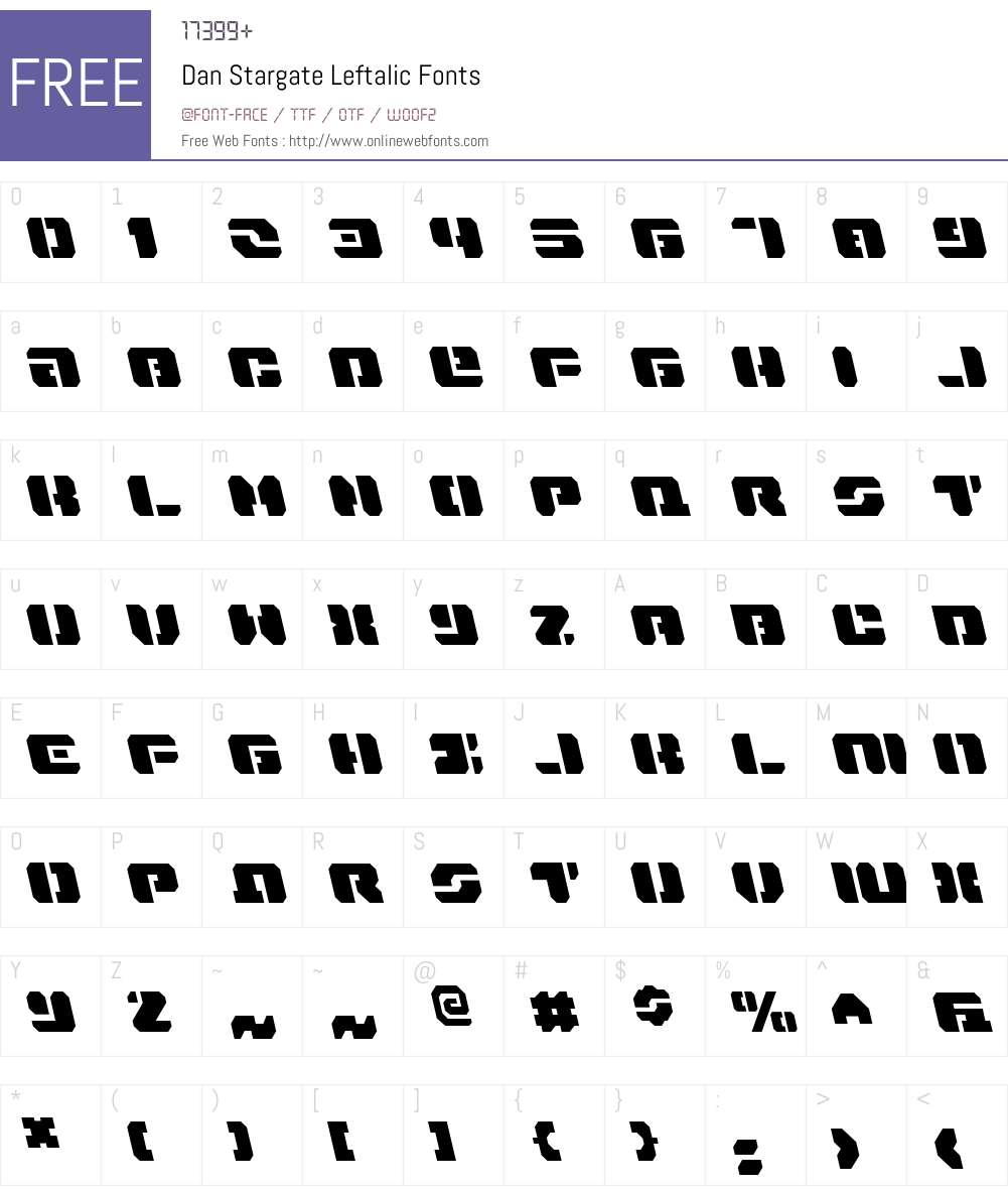 Dan Stargate Leftalic Font Screenshots