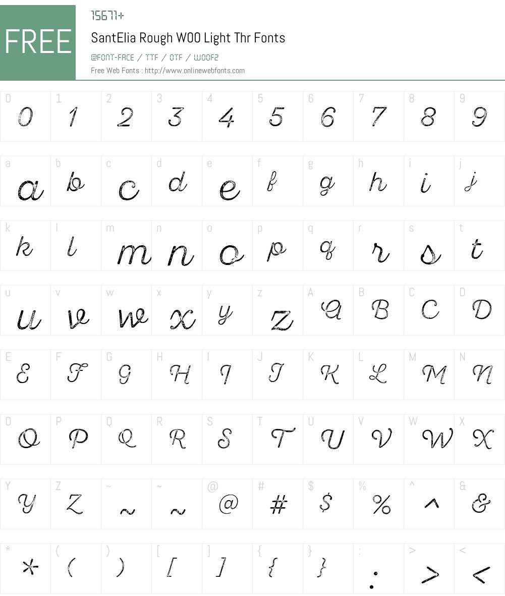 SantEliaRoughW00-LightThr Font Screenshots