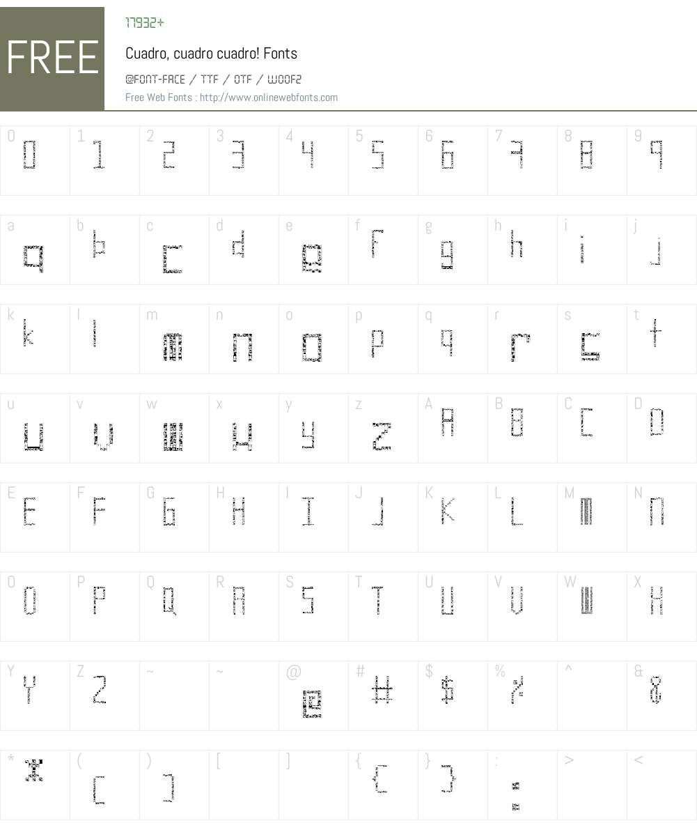 Cuadro, cuadro cuadro! Font Screenshots