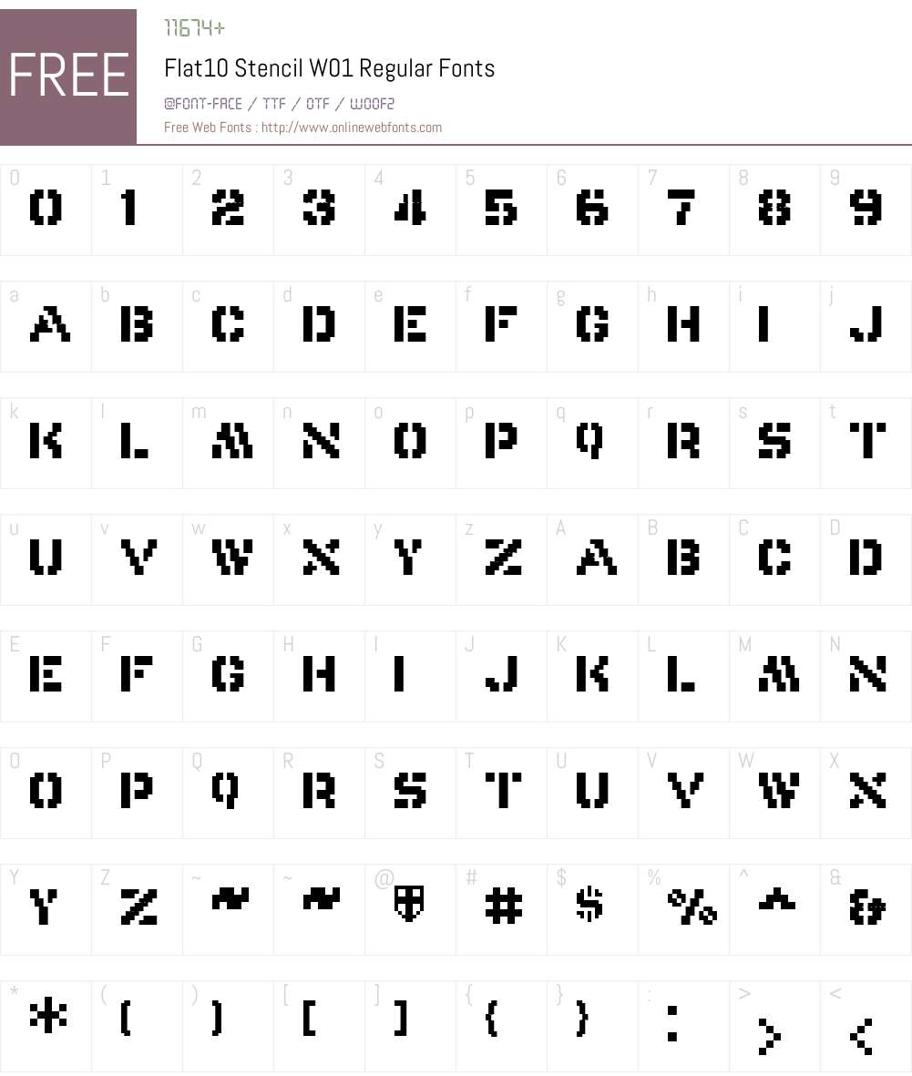 Flat10StencilW01-Regular Font Screenshots