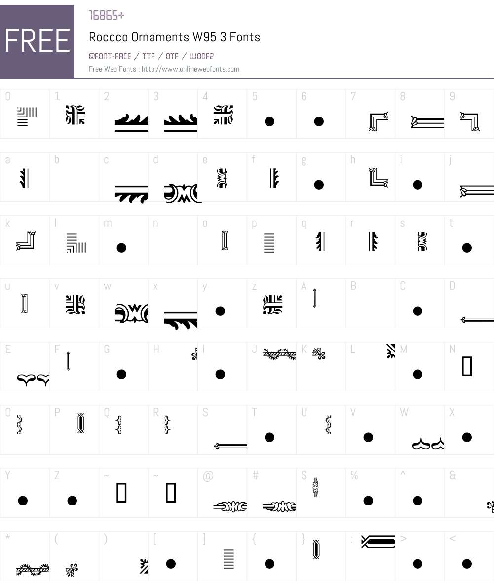 RococoOrnamentsW95-3 Font Screenshots