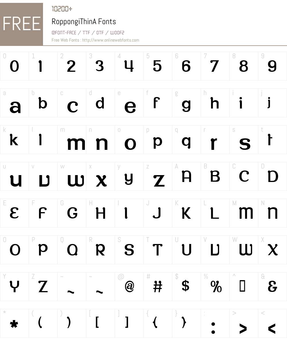 RoppongiThinA Font Screenshots