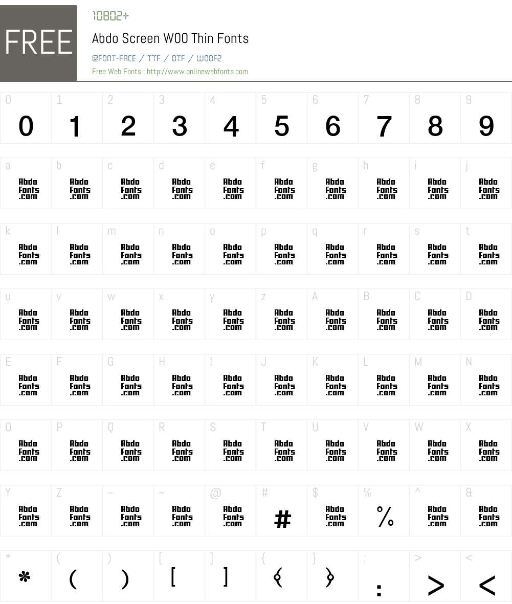 Abdo Screen Font Screenshots