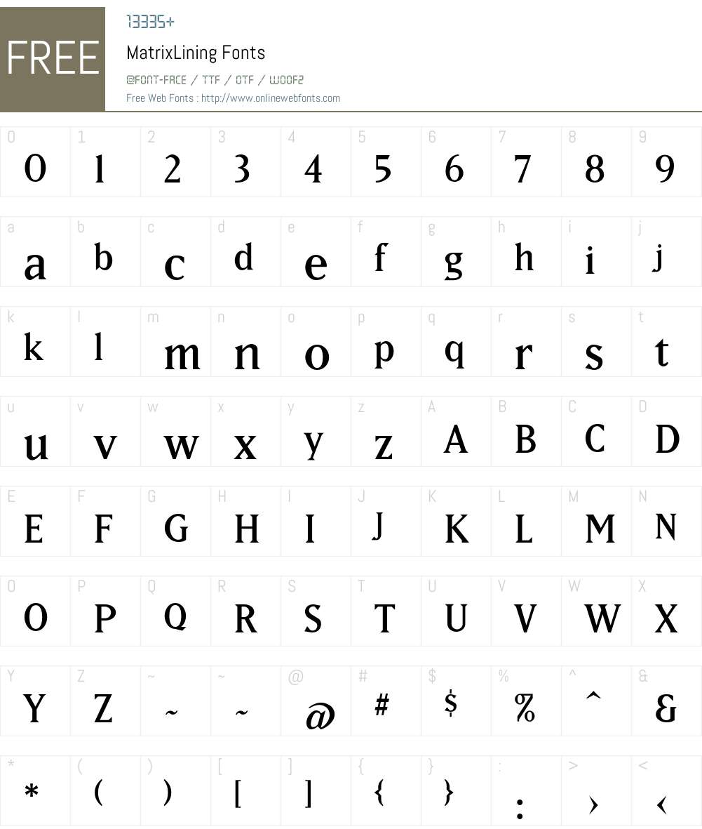 MatrixLining Font Screenshots