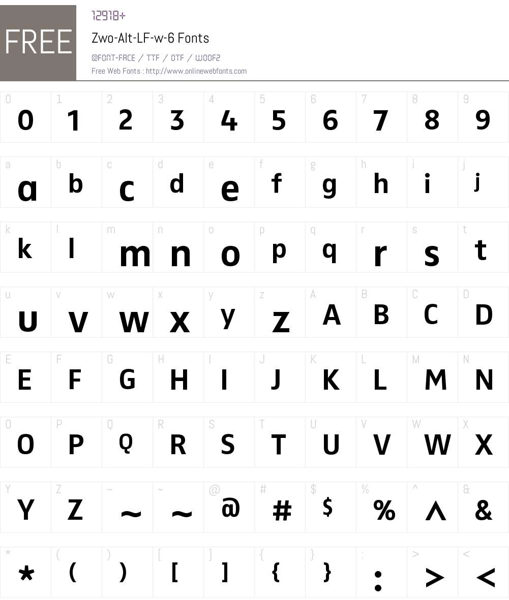 Zwo-Alt-LF w-6 Font Screenshots