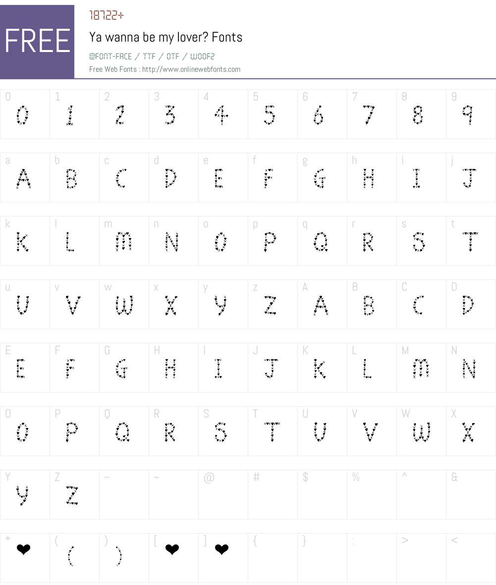 Ya wanna be my lover? Font Screenshots
