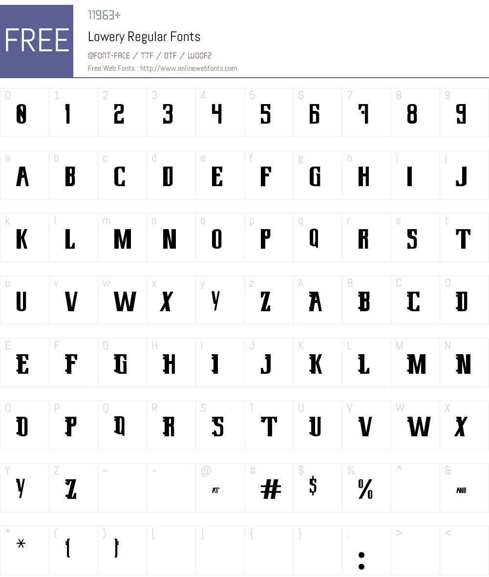 Lowery Regular Font Screenshots