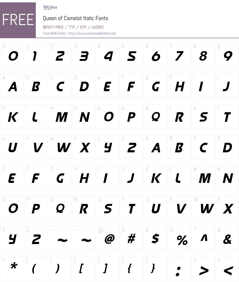 Queen of Camelot Font Screenshots