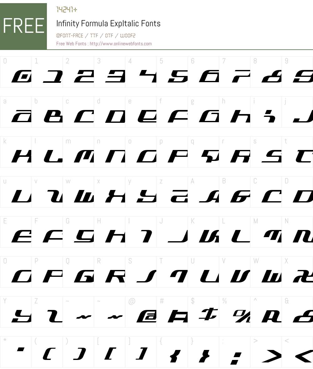Infinity Formula ExpItalic Font Screenshots