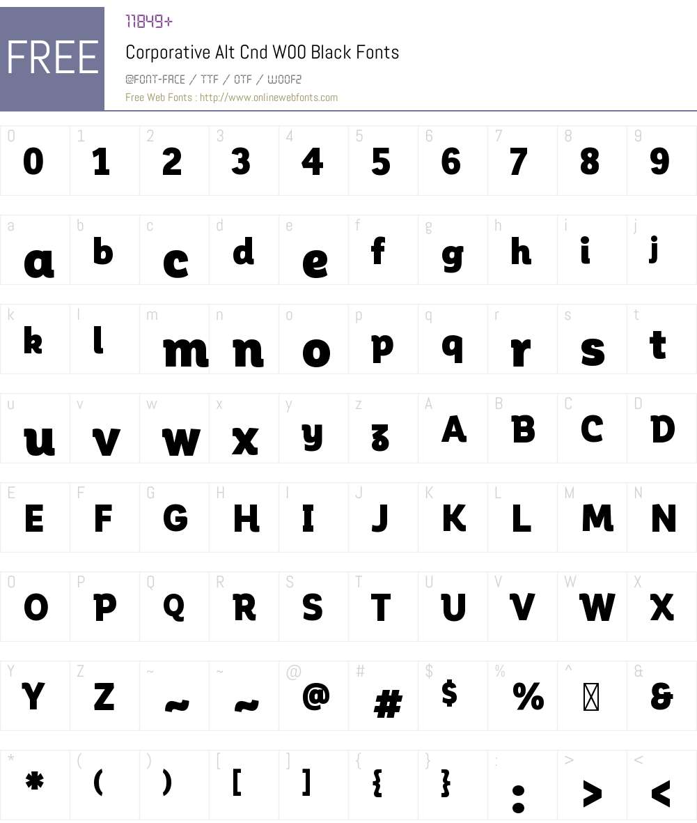CorporativeAltCndW00-Black Font Screenshots