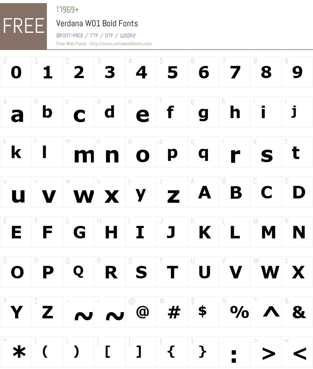 VerdanaW01-Bold Font Screenshots
