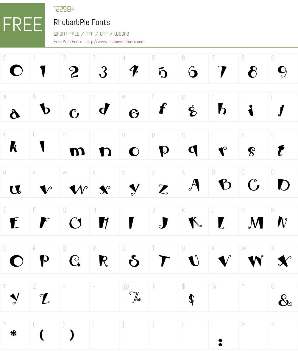 RhubarbPie Font Screenshots