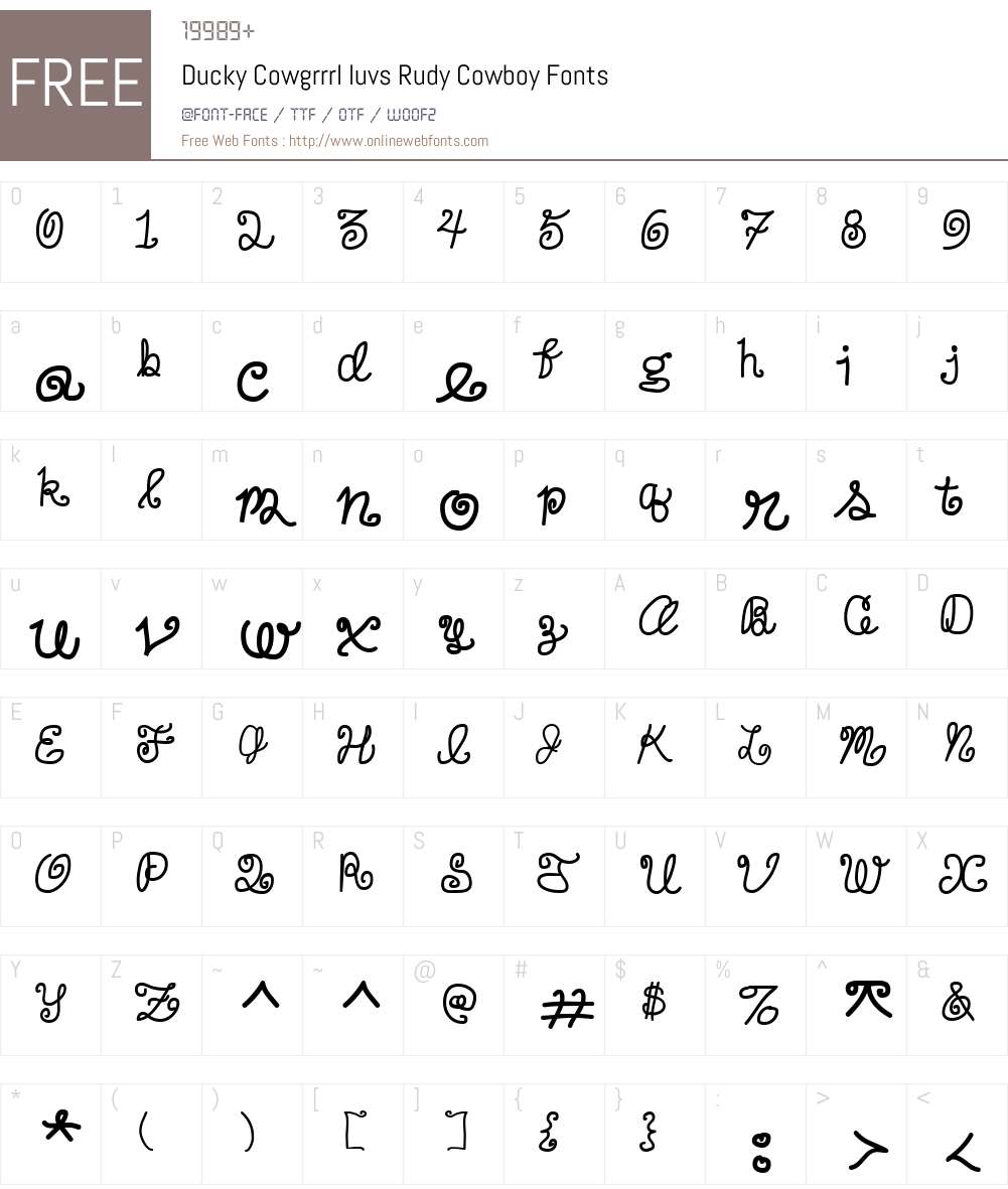 Ducky Cowgrrrl luvs Rudy Cowboy Font Screenshots