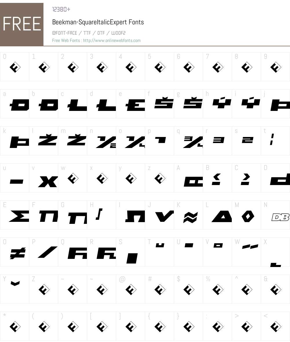 Beekman-SquareItalicExpert Font Screenshots