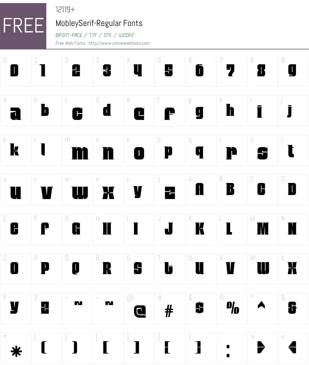 MobleySerif Font Screenshots