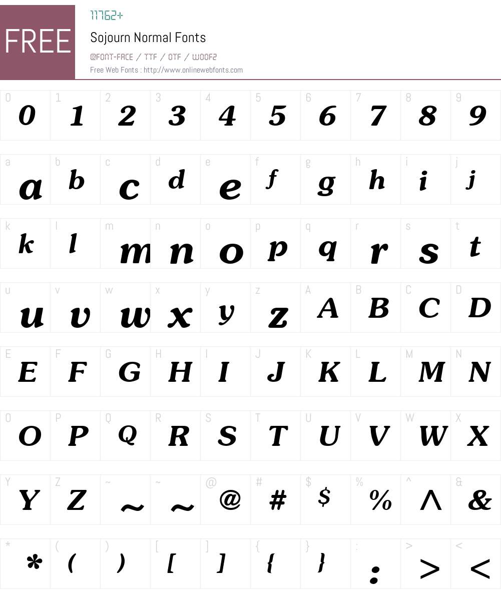 Sojourn Font Screenshots