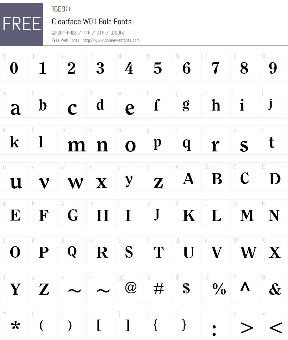 ClearfaceW01-Bold Font Screenshots