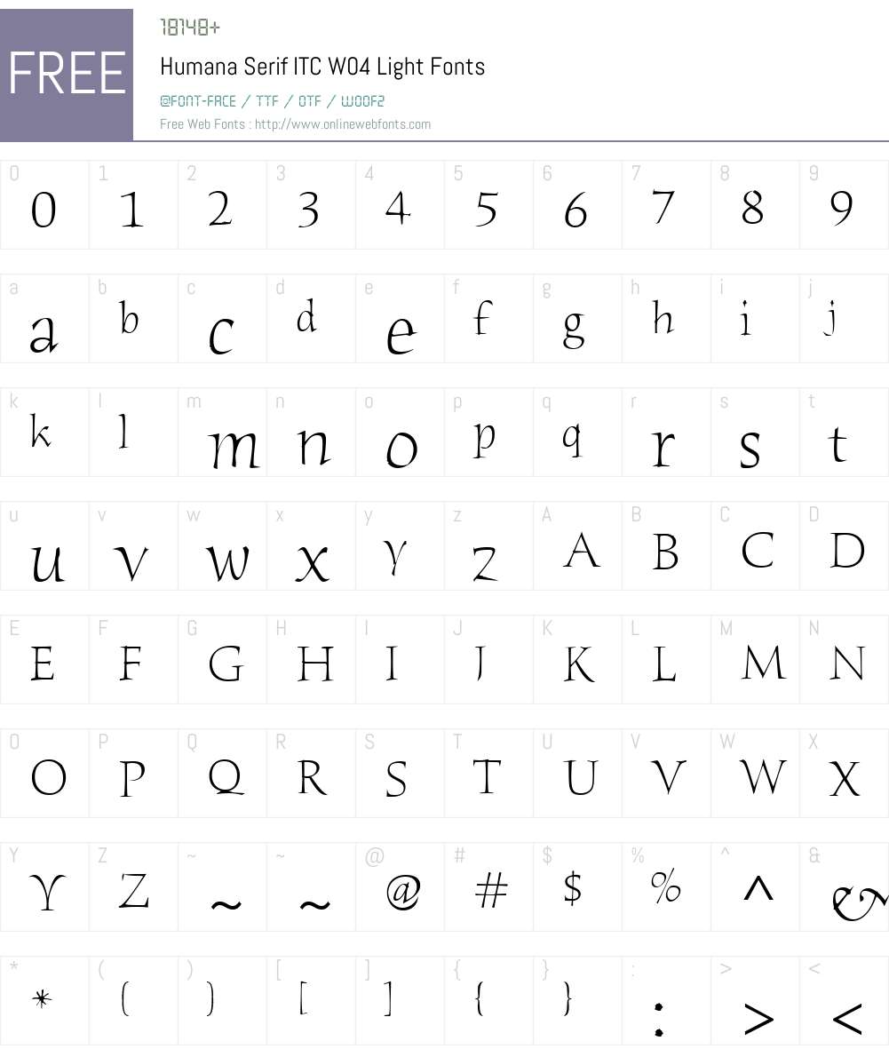 ITC Humana Serif Font Screenshots