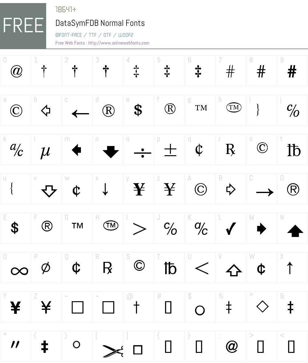 DataSymFDB Font Screenshots