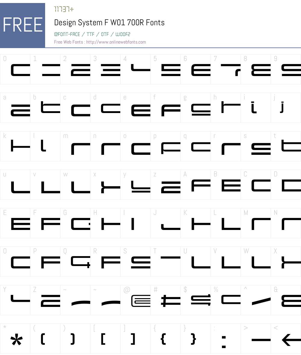 DesignSystemFW01-700R Font Screenshots