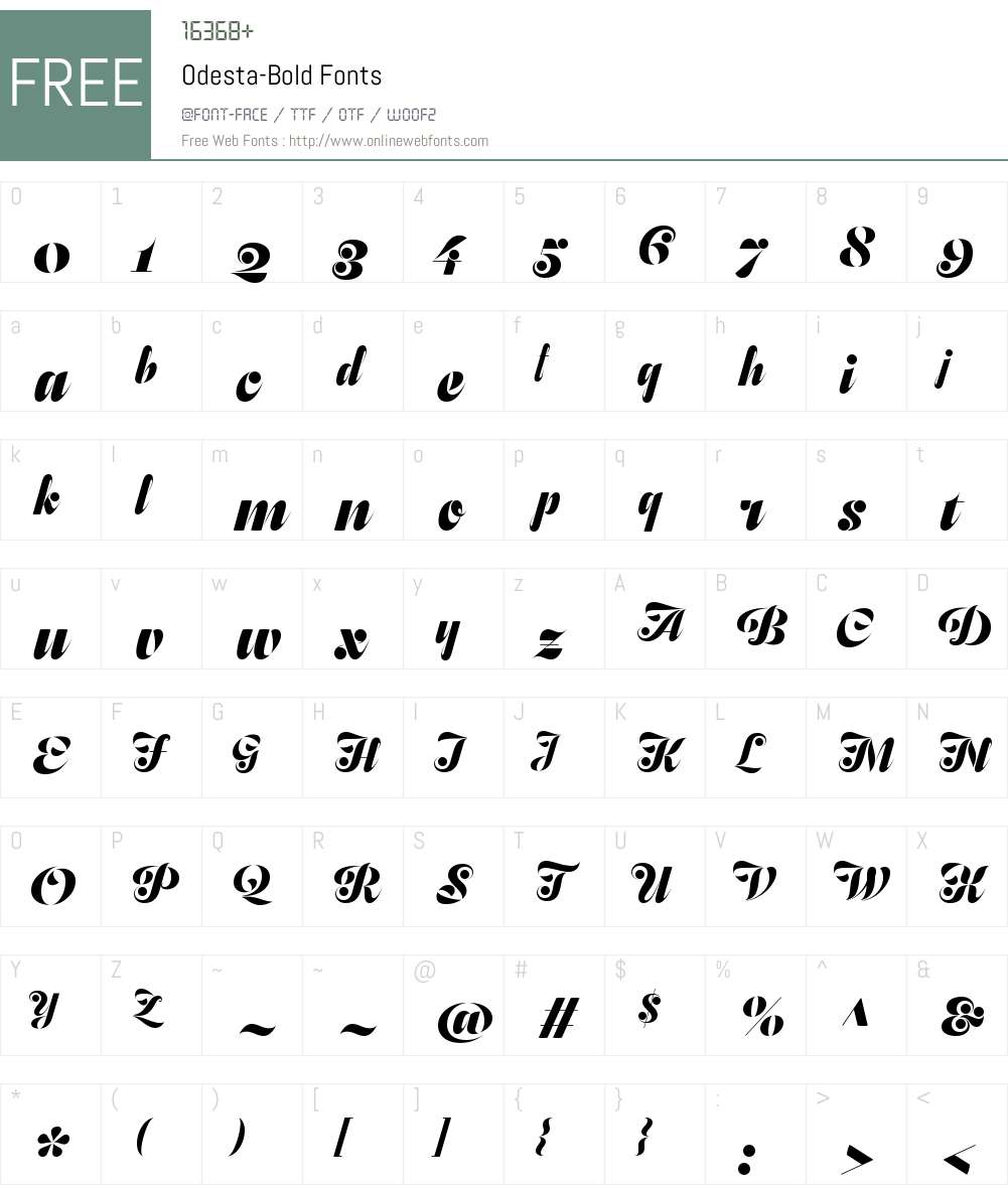 Odesta Bold Font Screenshots