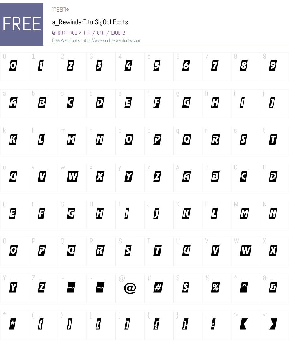 a_RewinderTitulSlgObl Font Screenshots