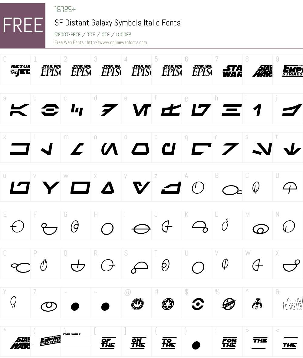SF Distant Galaxy Symbols Font Screenshots