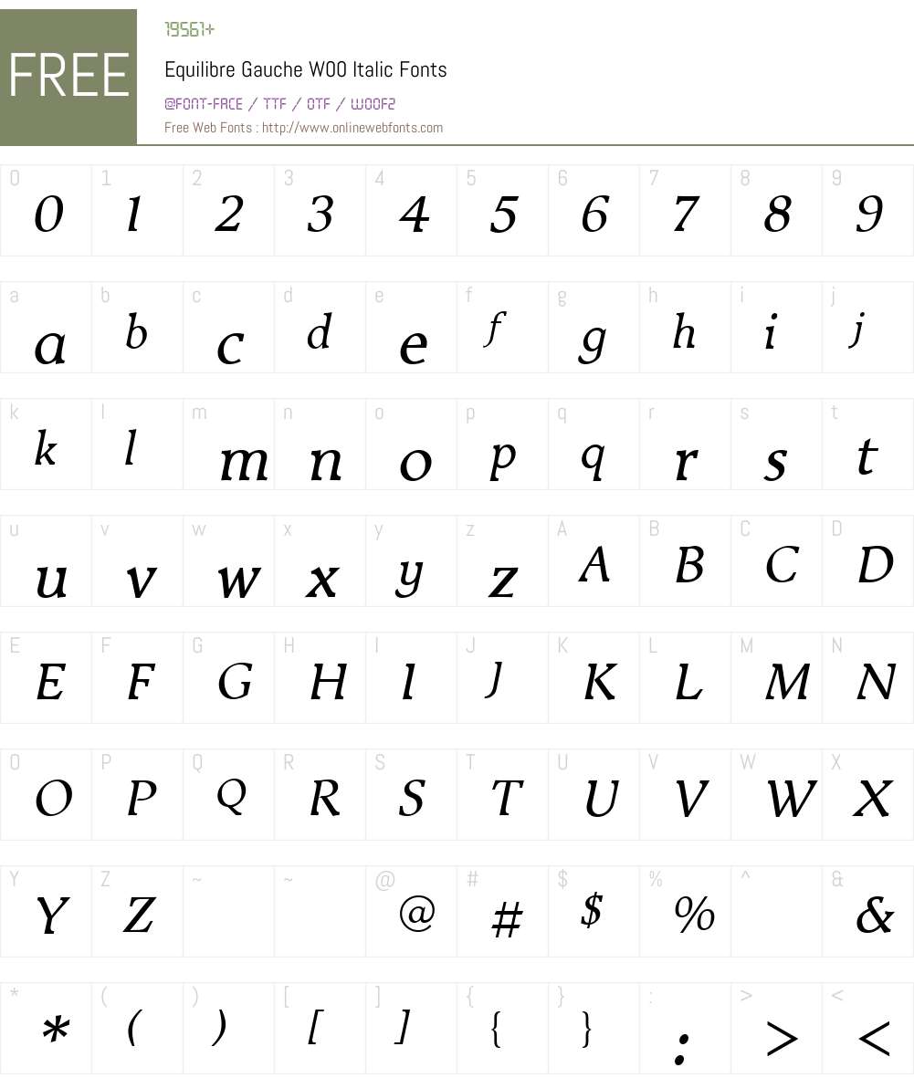 EquilibreGaucheW00-Italic Font Screenshots