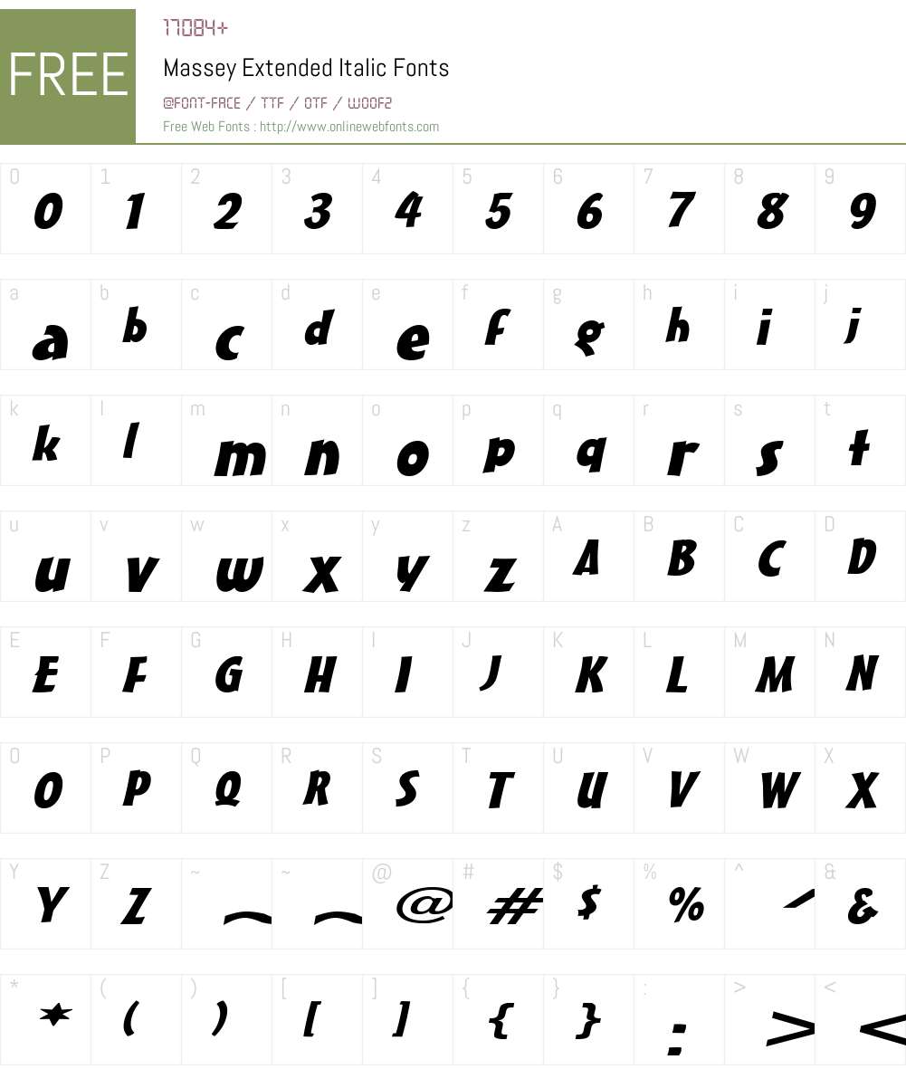 Massey Extended Font Screenshots