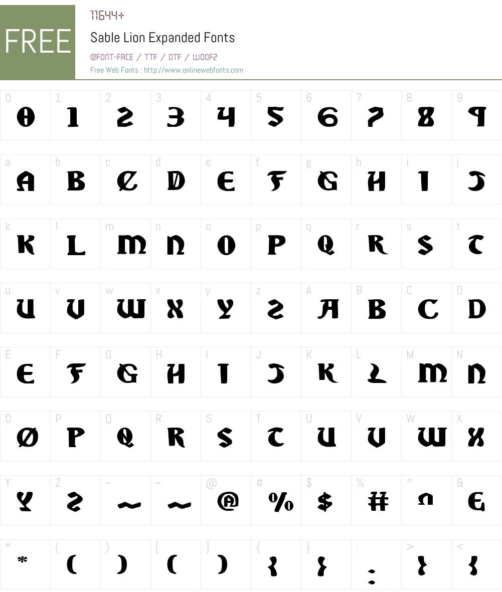 Sable Lion Expanded Font Screenshots