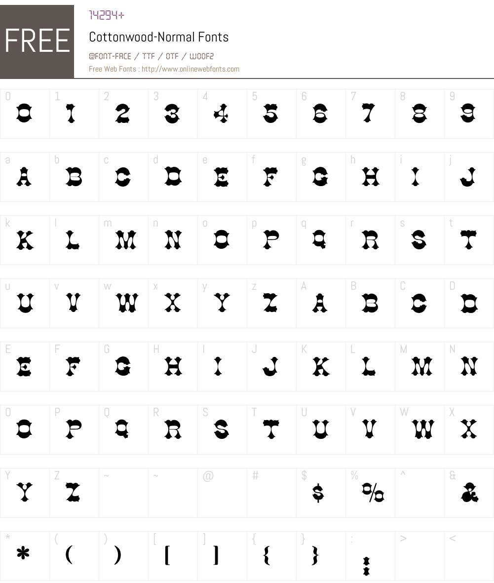 Cottonwood-Normal Font Screenshots