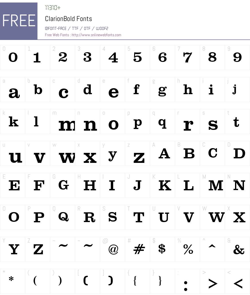 Clarion Font Screenshots