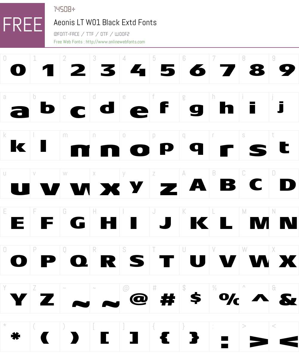 AeonisLTW01-BlackExtd Font Screenshots