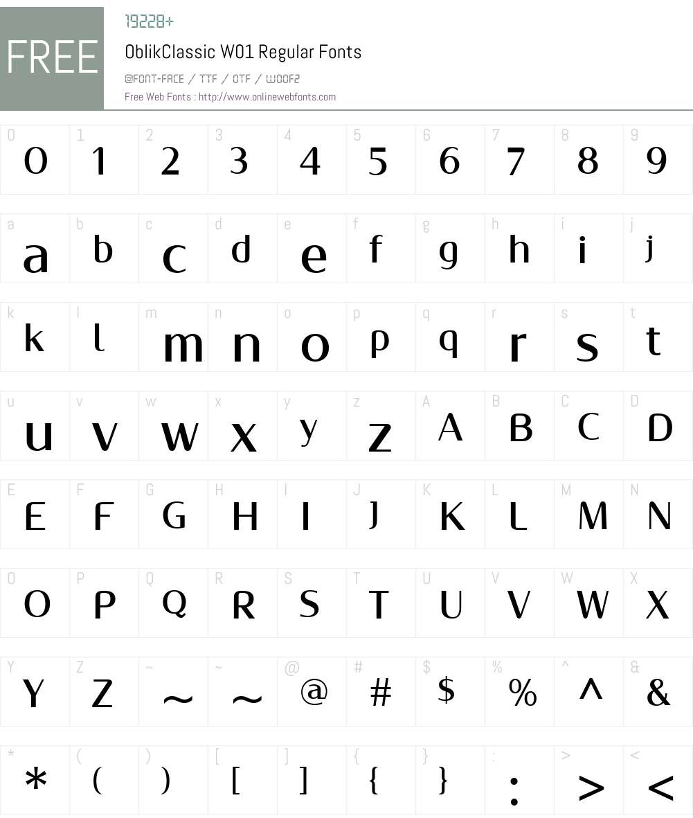 OblikClassicW01-Regular Font Screenshots