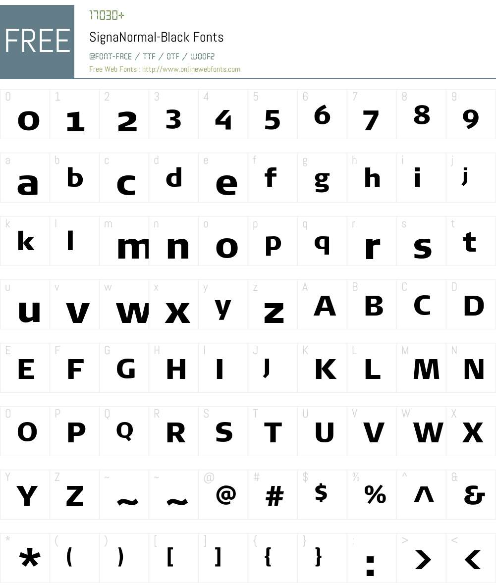 SignaNormal-Black Font Screenshots