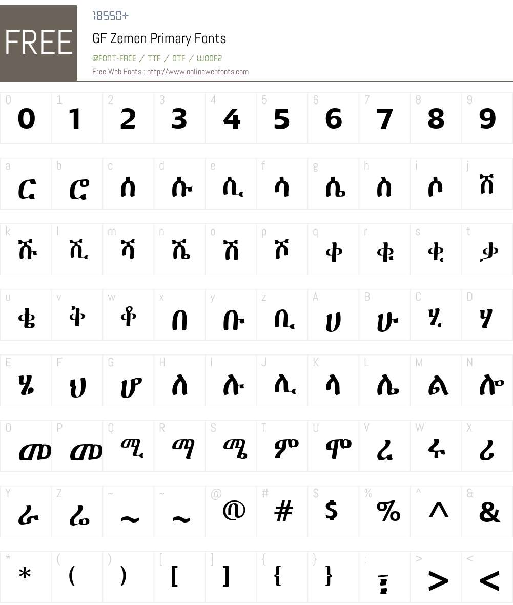 GF Zemen Primary Font Screenshots
