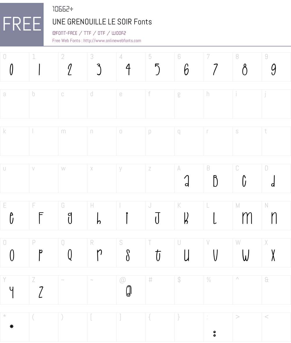 UNE GRENOUILLE LE SOIR Font Screenshots