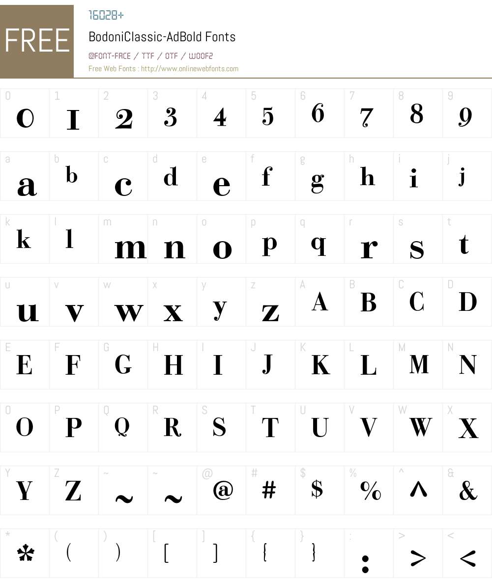 BodoniClassic Font Screenshots