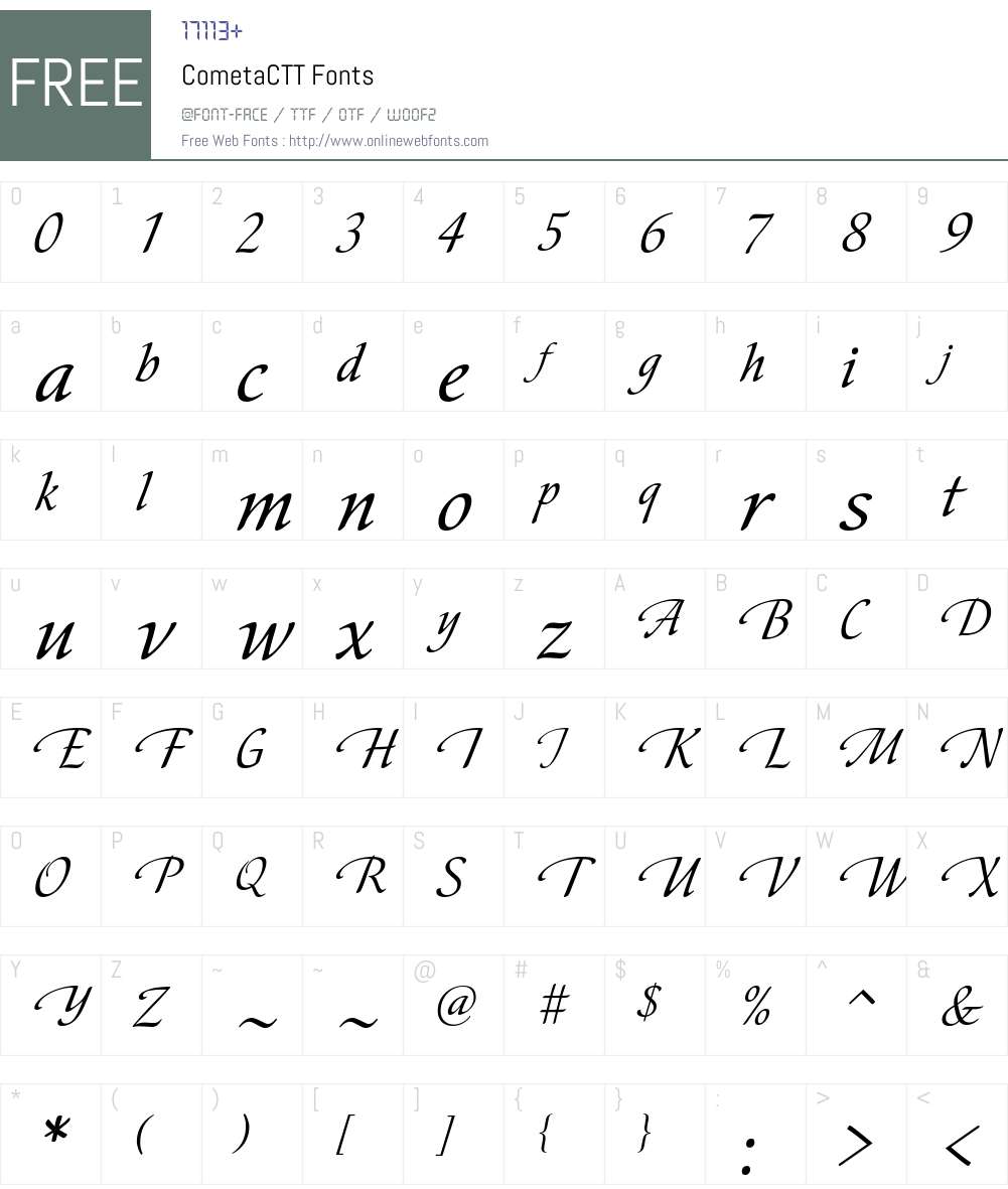 CometaCTT Font Screenshots