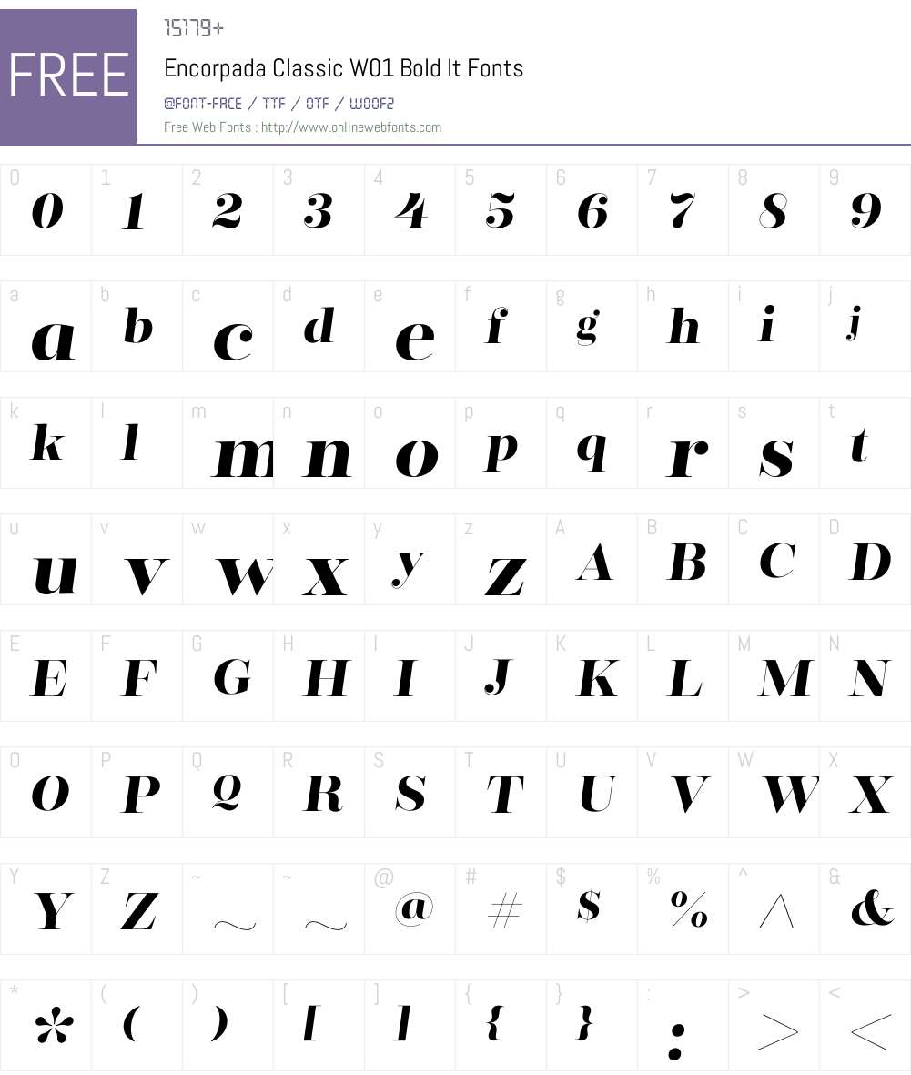 EncorpadaClassicW01-BoldIt Font Screenshots