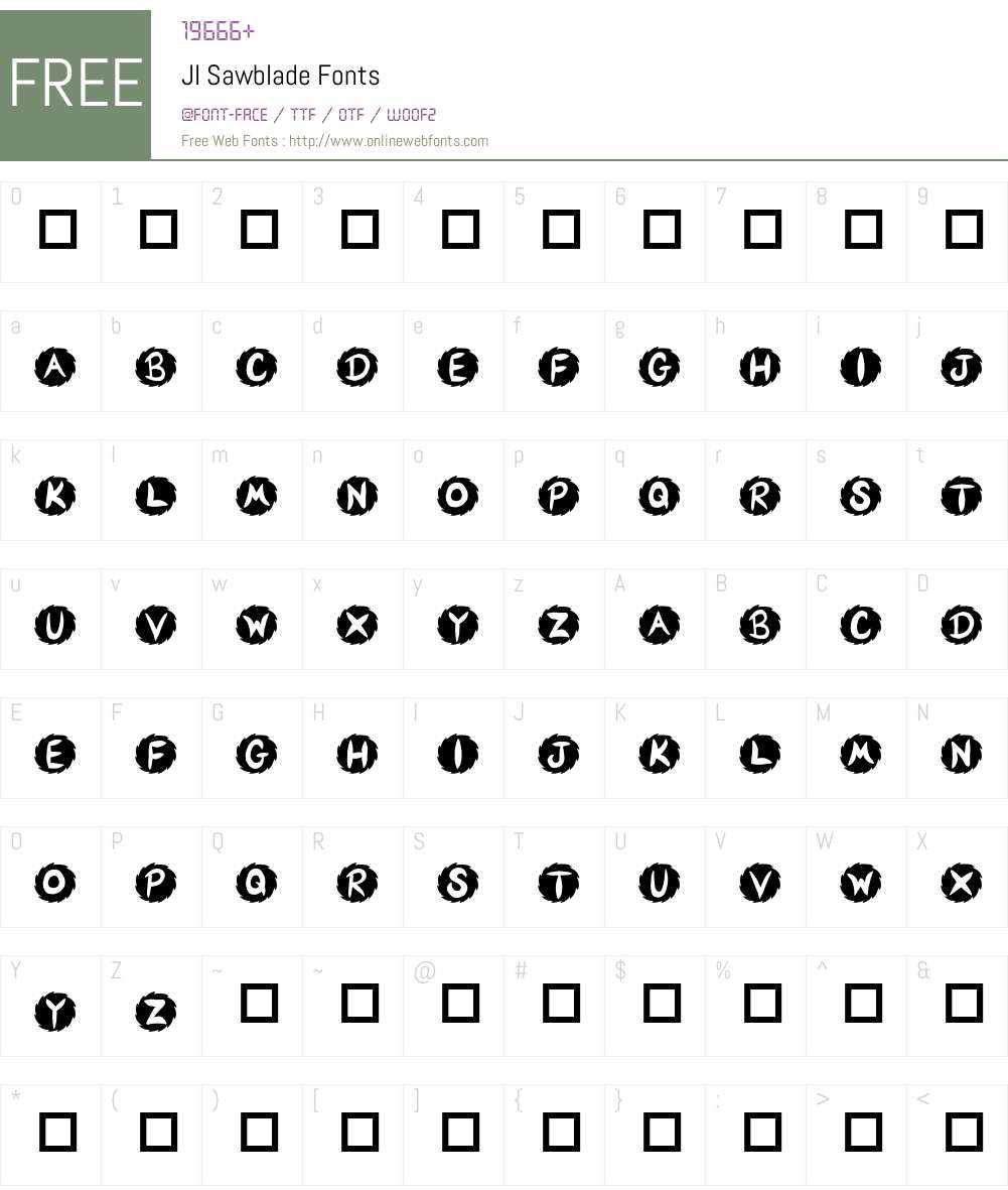 JI Sawblade Font Screenshots