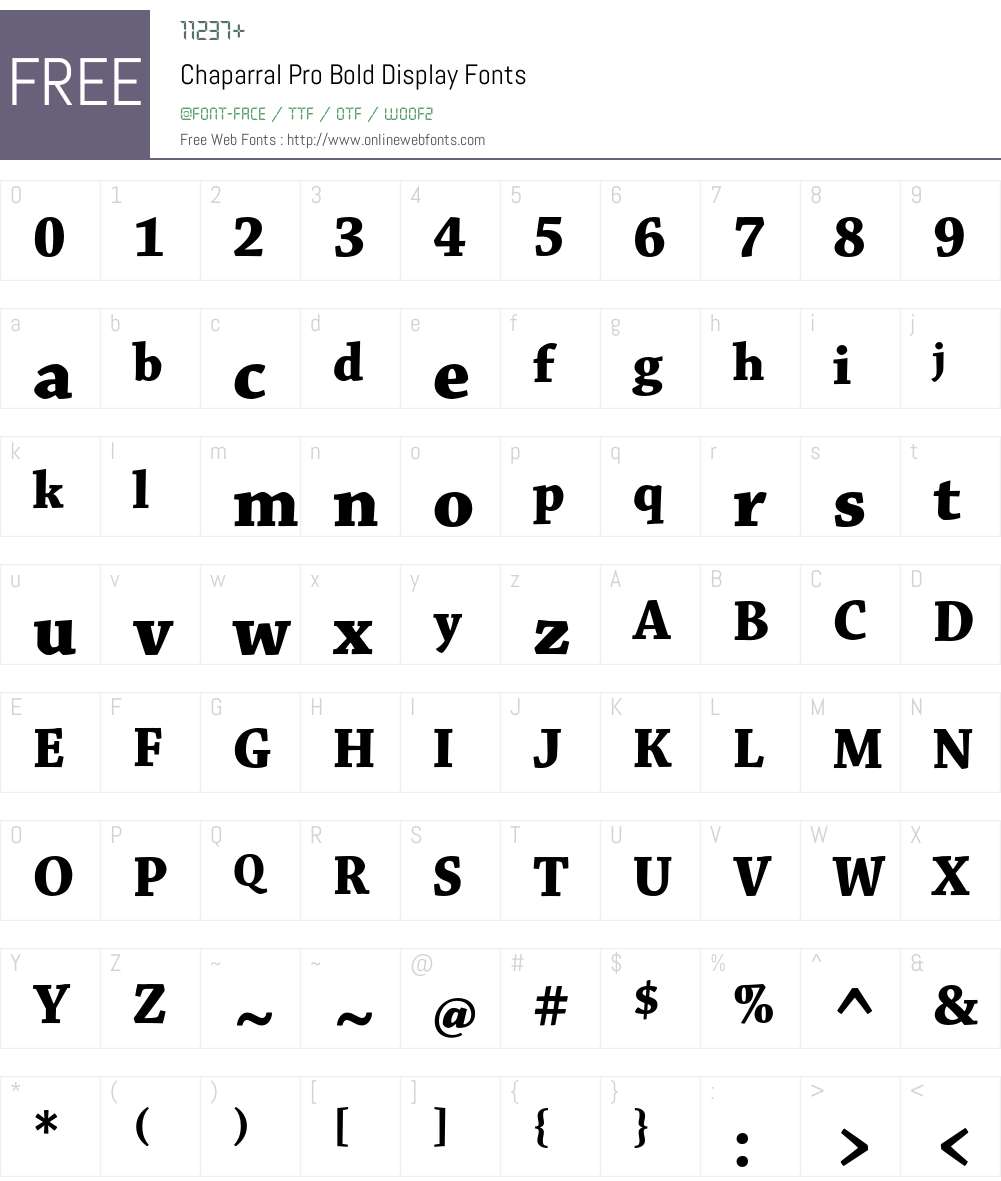 Chaparral Pro Font Screenshots